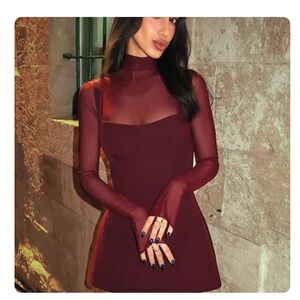 Alega the Label Suza Burgundy Mesh Dress